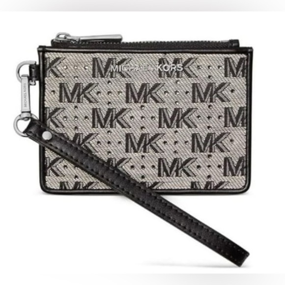 đź–¤MICHAEL KORSđź–¤Black/Light Cream Small Jet Set Coin Purse Boxed Set/NWT - Picture 8 of 9